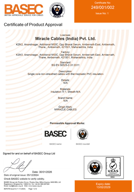Basec Certificate 249 001 002