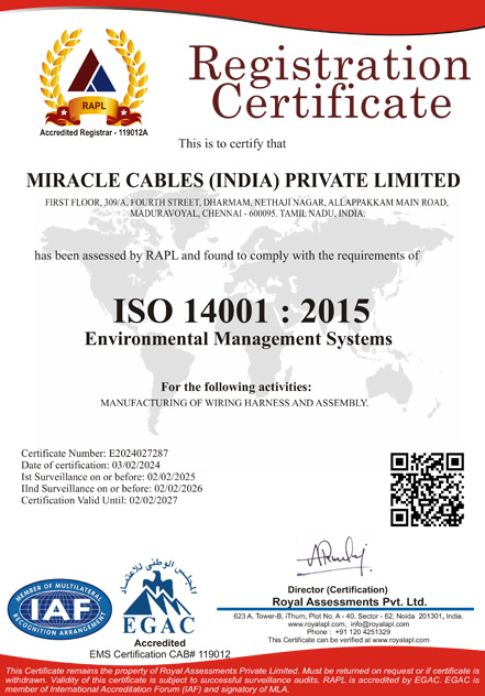 ISO 14001 2015 EMS Certificate Chennai