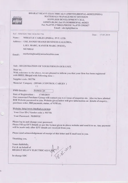 BHEL Bhopal Approval Rotated